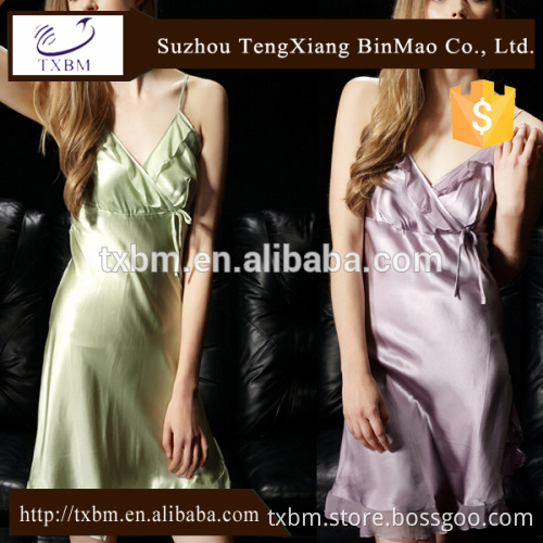 100%mulberry silk nightdress for lady, sexy lace hemmed silk nightgown, soft and smooth silk lingerie